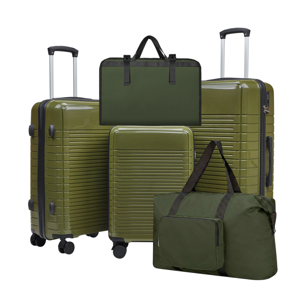 5 Piece PP Hard Shell Luggage  - đánh giá và giá Spinner Wheel Rolling Suitcase 20 Inch